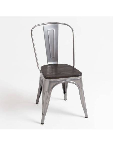 alt= silla Tolix madera oscura