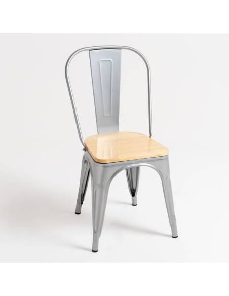 alt= Silla Tolix Madera Natural