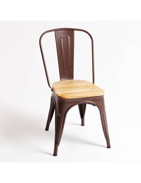 alt= Silla Tolix Madera Natural