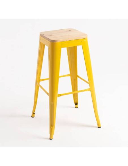 alt= taburete TOLIX asiento madera natural