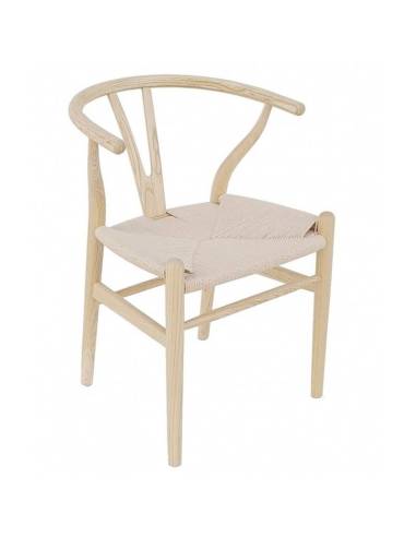 alt= sillón Wishbone natural