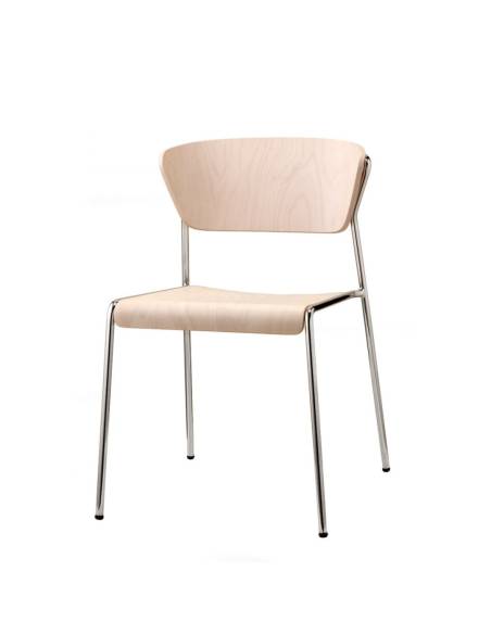 alt= Silla Lisa con asiento de madera