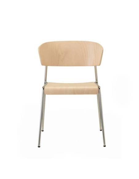 alt= Silla Lisa con asiento de madera