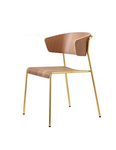 alt= Sillón Lisa con asiento de madera