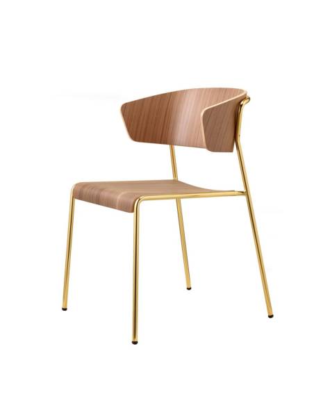 alt= Sillón Lisa con asiento de madera