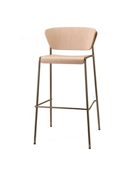 alt= Taburete Lisa con asiento de madera 65