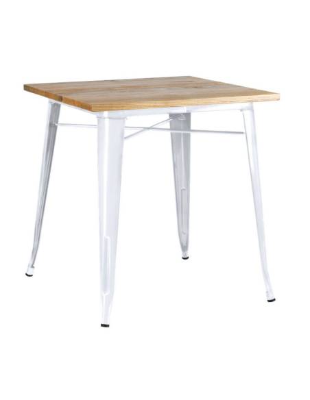 alt= mesa Tolix madera natural