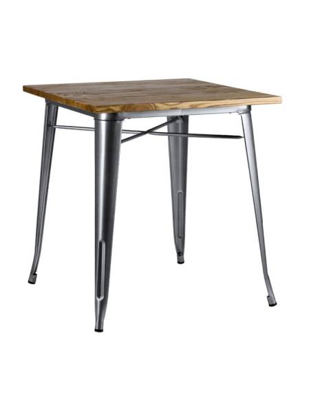 alt= mesa Tolix madera natural