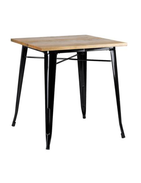 alt= mesa Tolix madera natural