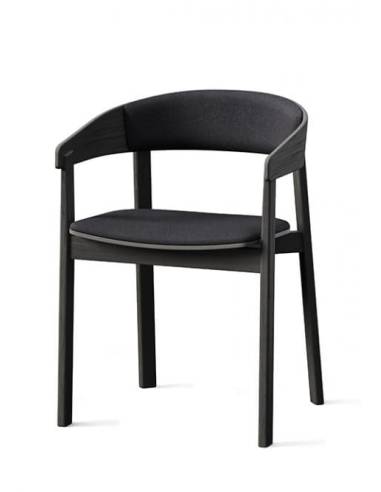 alt= Sillón Nord roble con asiento tapizado
