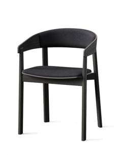 alt= Sillón Nord roble con asiento y respaldo tapizado